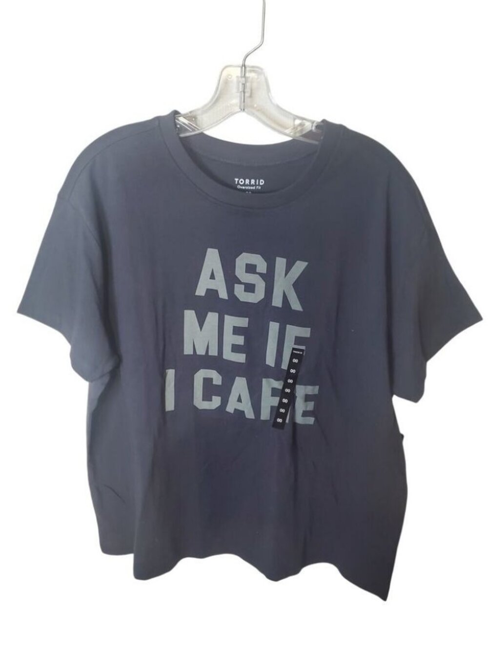 NWT Torrid Relaxed Heritage Jersey Crew Tee Ask me if i care obsidian Size 1